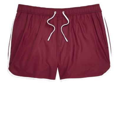 Dark red short swim shorts